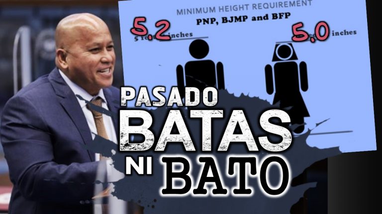 PASADO ang batas ni Bato sa Senado, ‘lowering height requirement for cops’