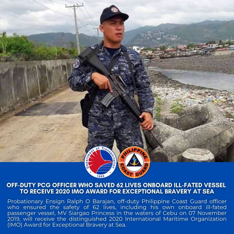 Phil. Coast Guard Officer na nagligtas ng 62 katao, pinarangalan