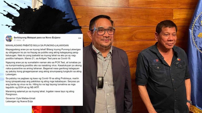 Nueva Ecija governor nagpositibo sa COVID-19