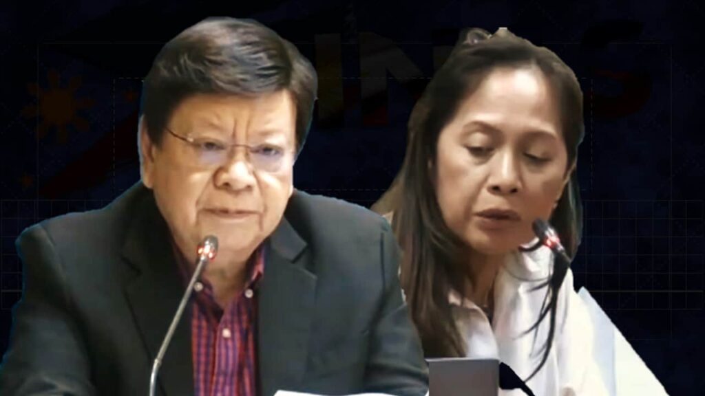 enator Marcoleta and Secretary Sharon Garin debating the fuel crisis during a Senate inquiry in the Philippines.