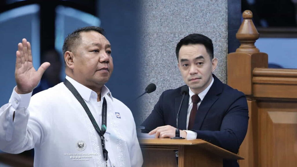 Gerardo Del Rosario testifies during SEC corporate disclosure hearing at Senate Manila presenting financial records