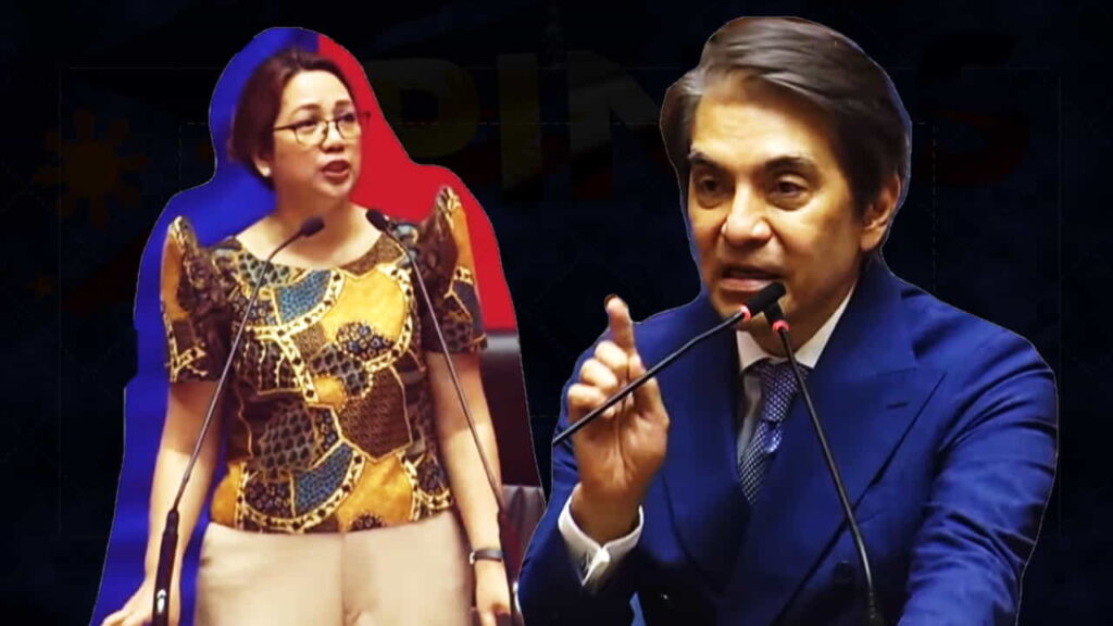 Toby Tiangco debates Presider Janet Garin regarding House budget transparency in the plenary session.